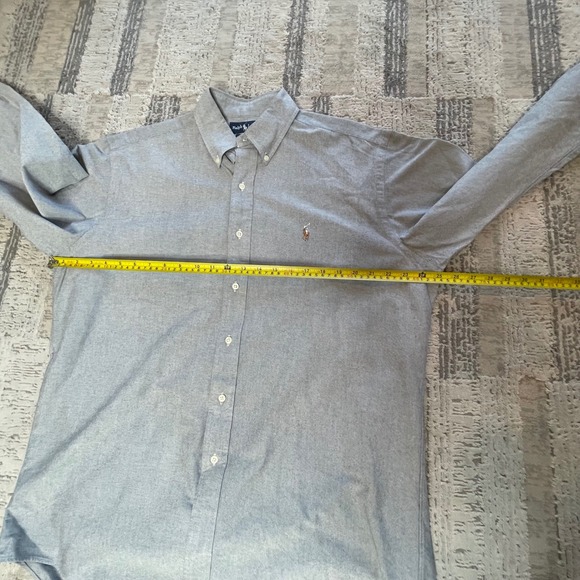 Ralph Lauren Yarmouth Oxford Button Down Shirt Men Gray Long Sleeve 16 34/35 - Picture 10 of 11